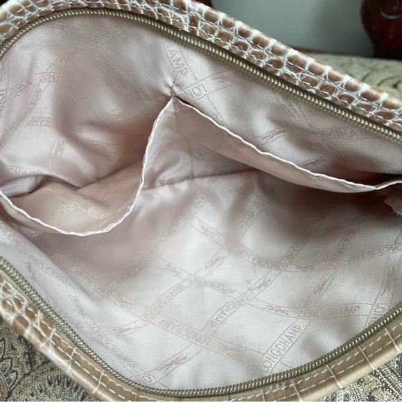 Longchamp Small Alligator Croc Embossed Chain Link Strap Roseau Shoulder Bag - Picture 9 of 16